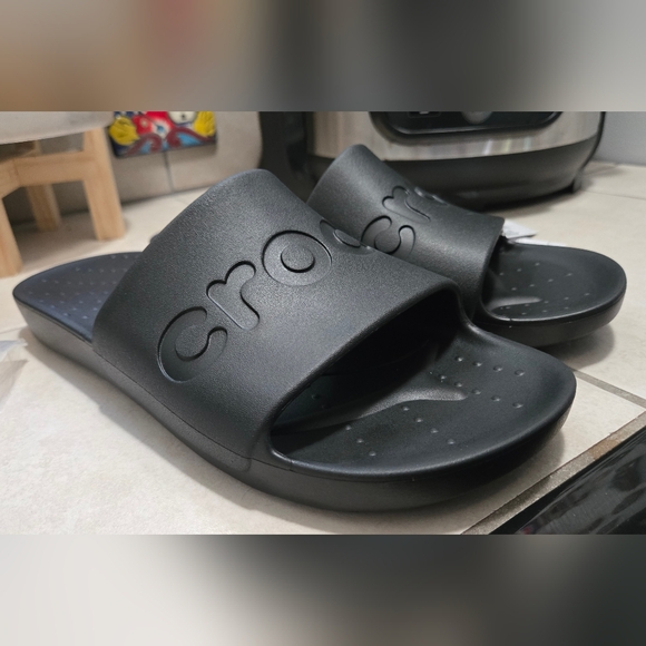 Crocs -slides.  Black. Size m10/w12 - Picture 1 of 5